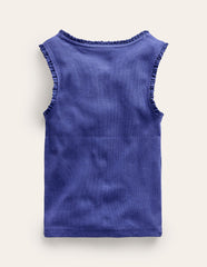Boden Ribbed Lace Trim Tank Top - Starboard