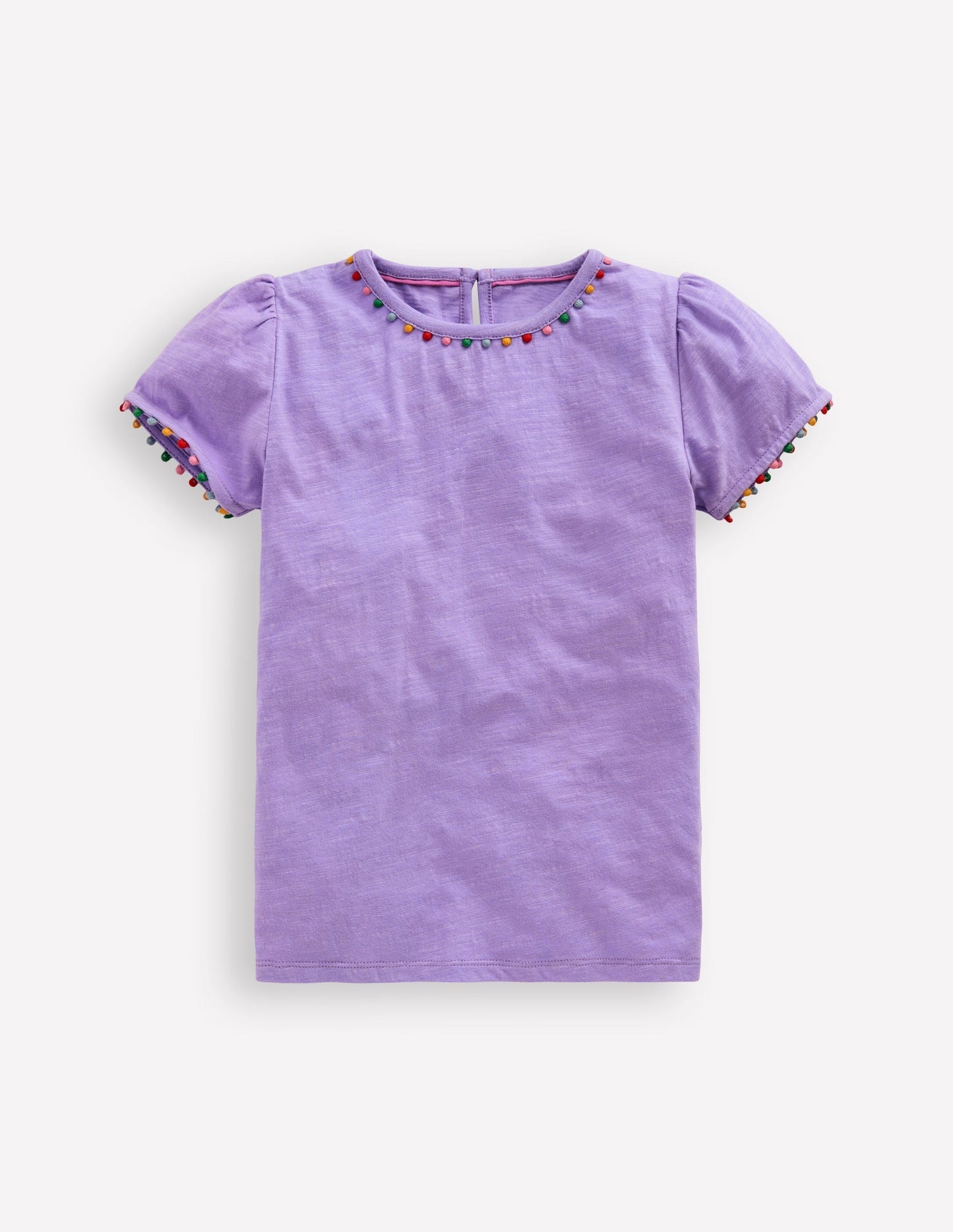 Boden Ali Puff Sleeve Pom T-shirt - Lavender Purple