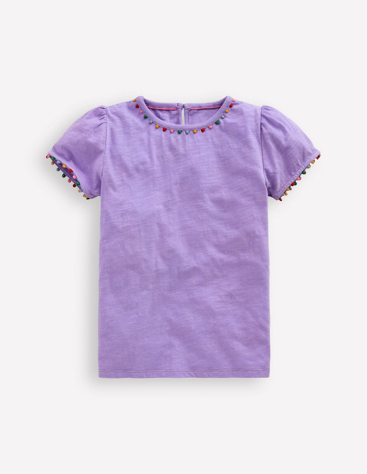 Boden Ali Puff Sleeve Pom T-shirt - Lavender Purple