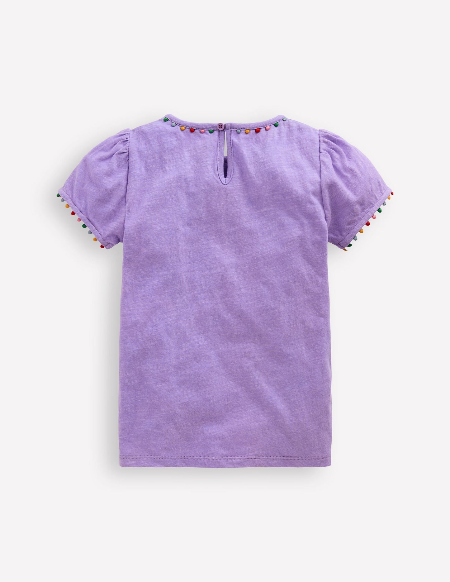 Boden Ali Puff Sleeve Pom T-shirt - Lavender Purple