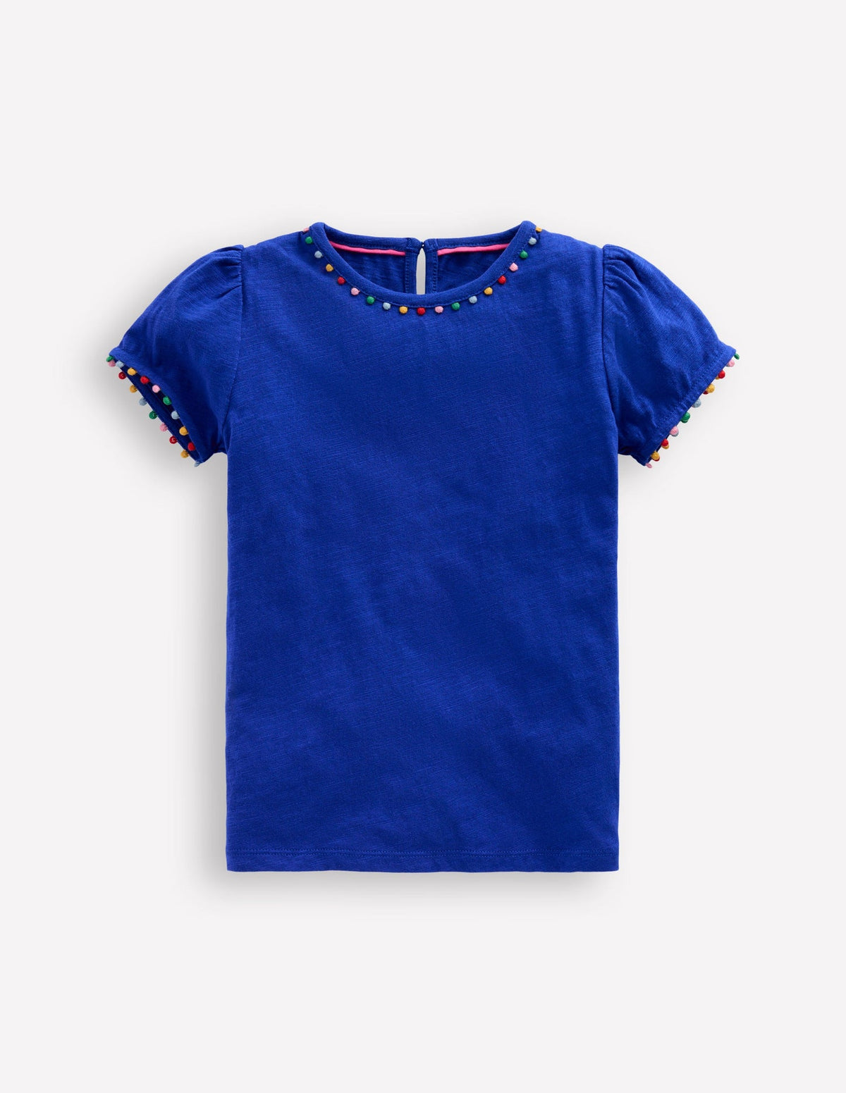 Boden Ali Puff Sleeve Pom T-shirt - Bright Blue