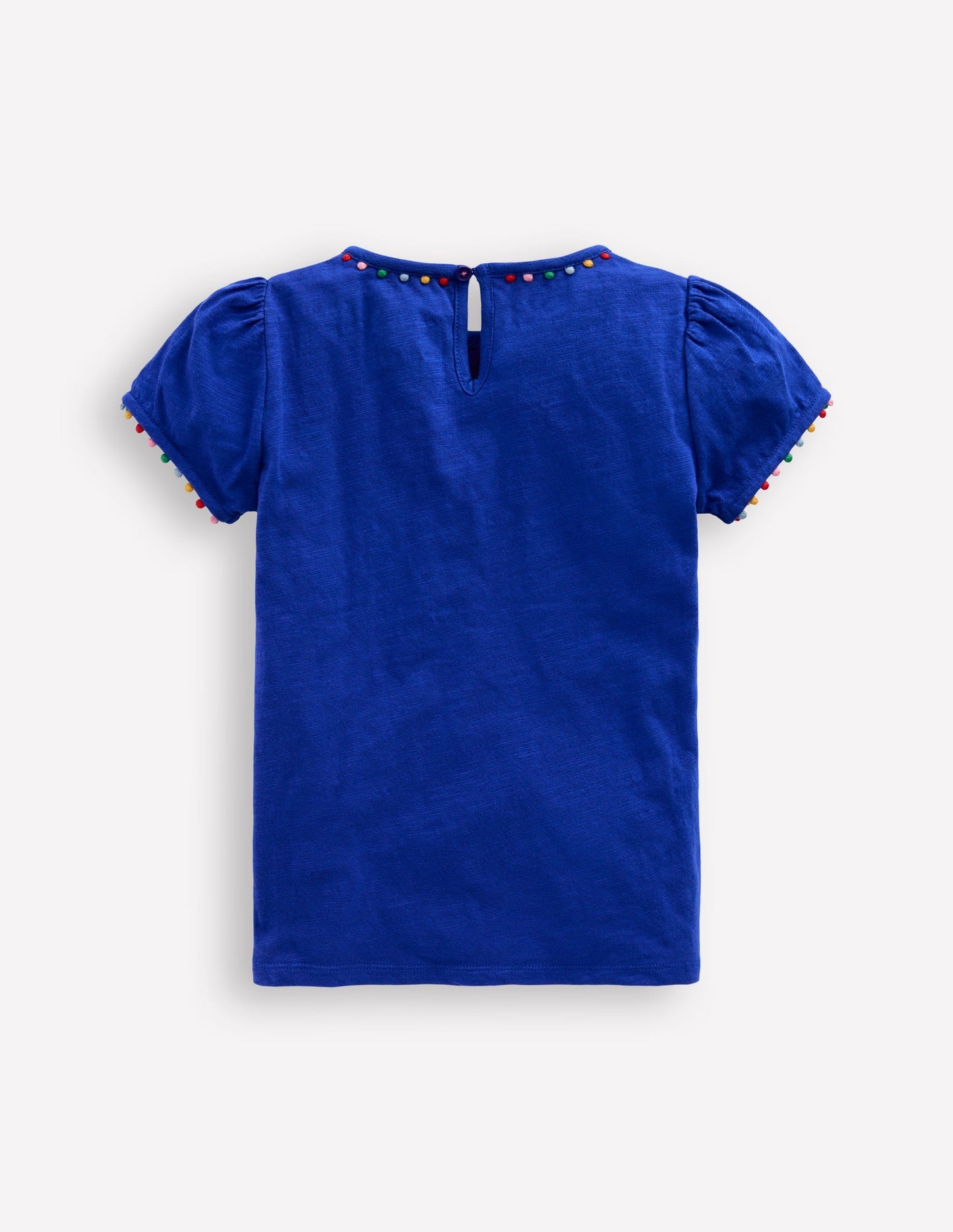 Boden Ali Puff Sleeve Pom T-shirt - Bright Blue