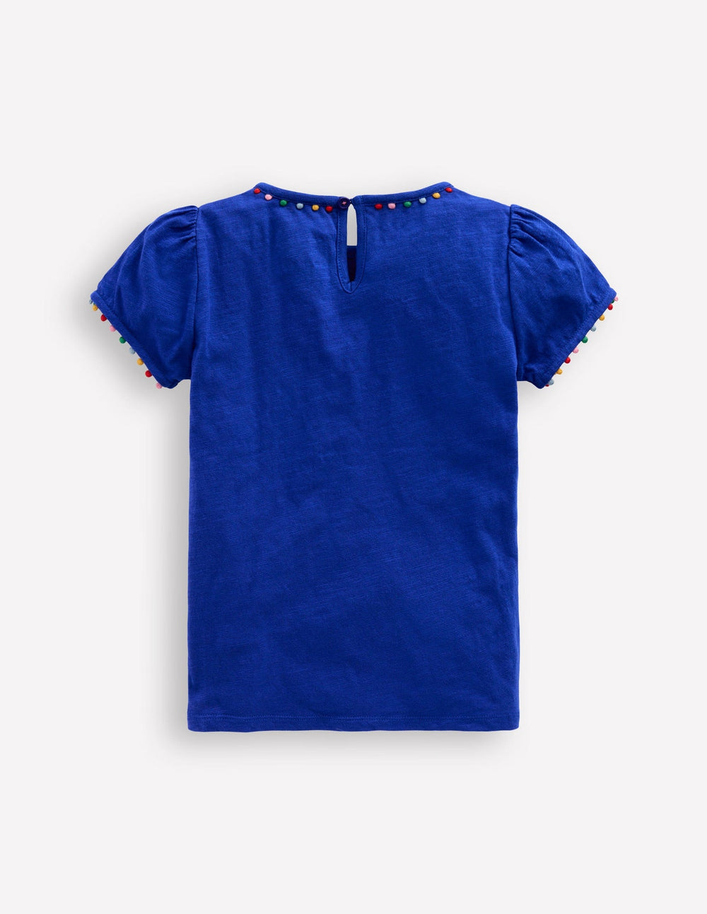 Boden Ali Puff Sleeve Pom T-shirt - Bright Blue