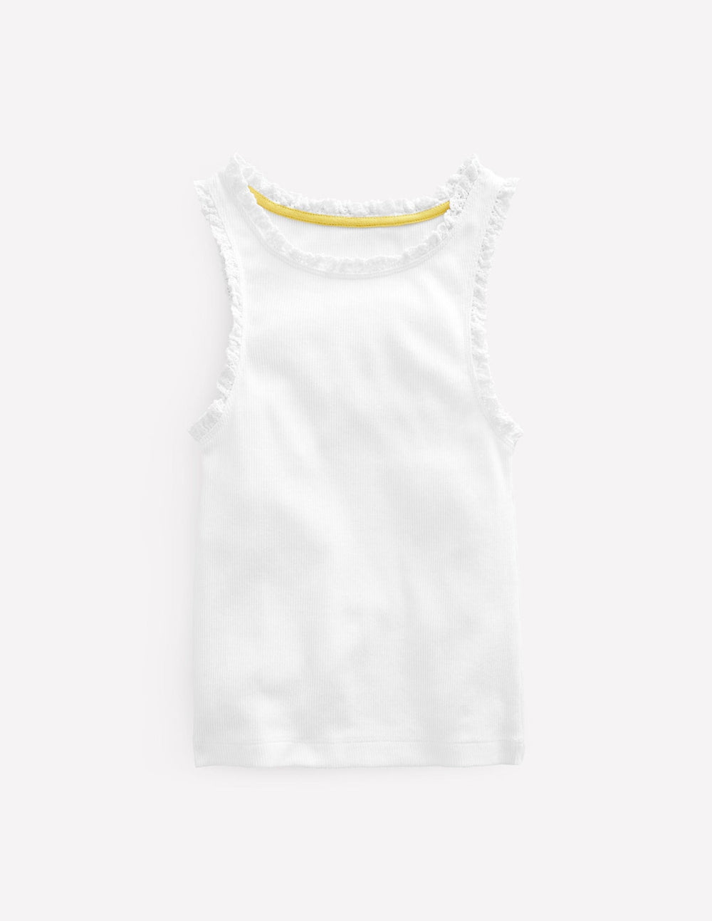 Boden Ribbed Lace Trim Tank Top - White