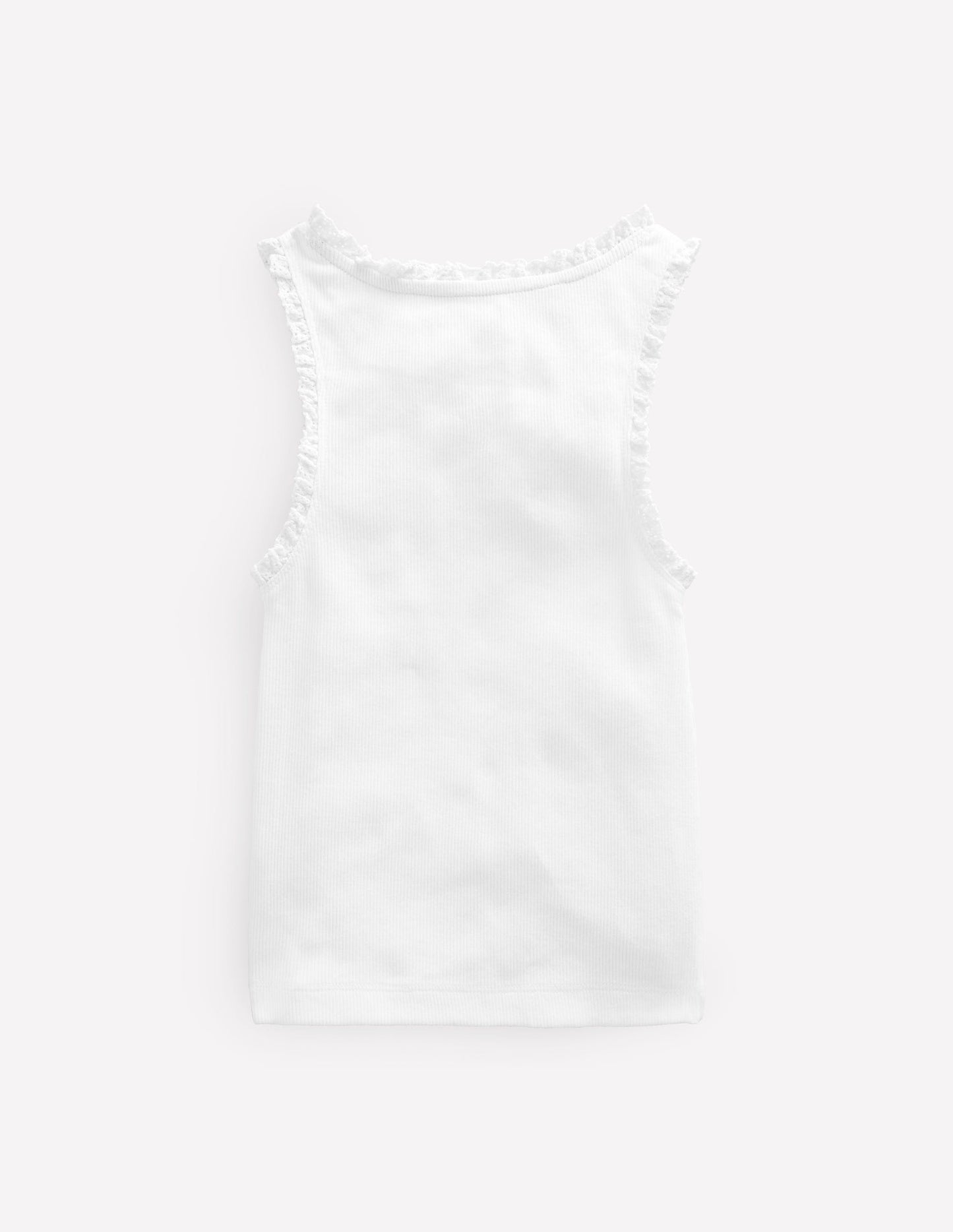 Boden Ribbed Lace Trim Tank Top - White