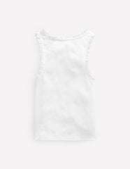 Boden Ribbed Lace Trim Tank Top - White