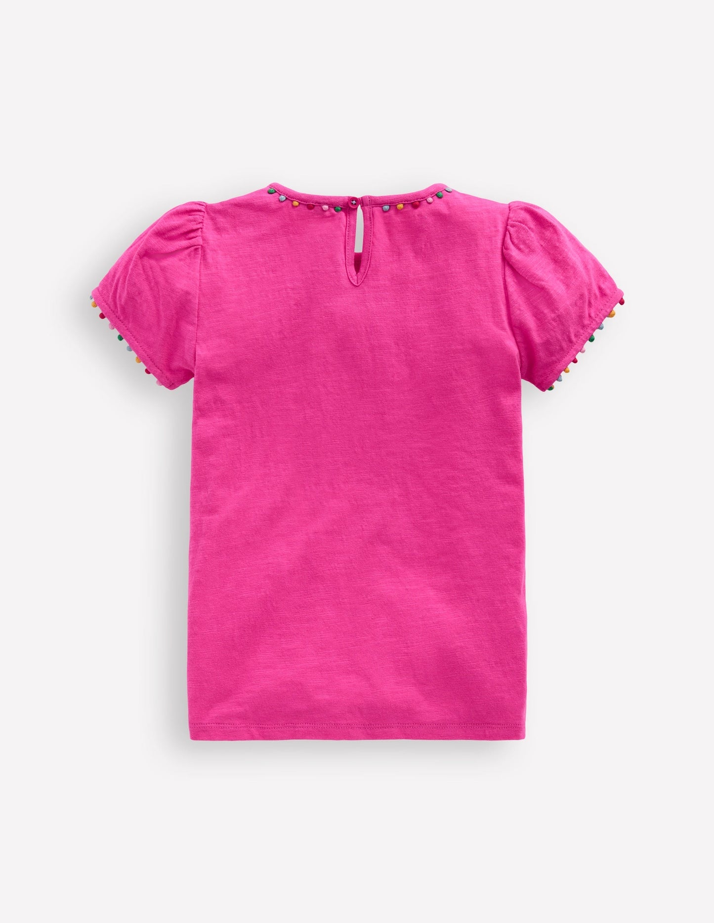 Boden Ali Puff Sleeve Pom T-shirt - Flamingo Pink