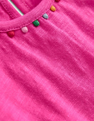 Boden Ali Puff Sleeve Pom T-shirt - Flamingo Pink