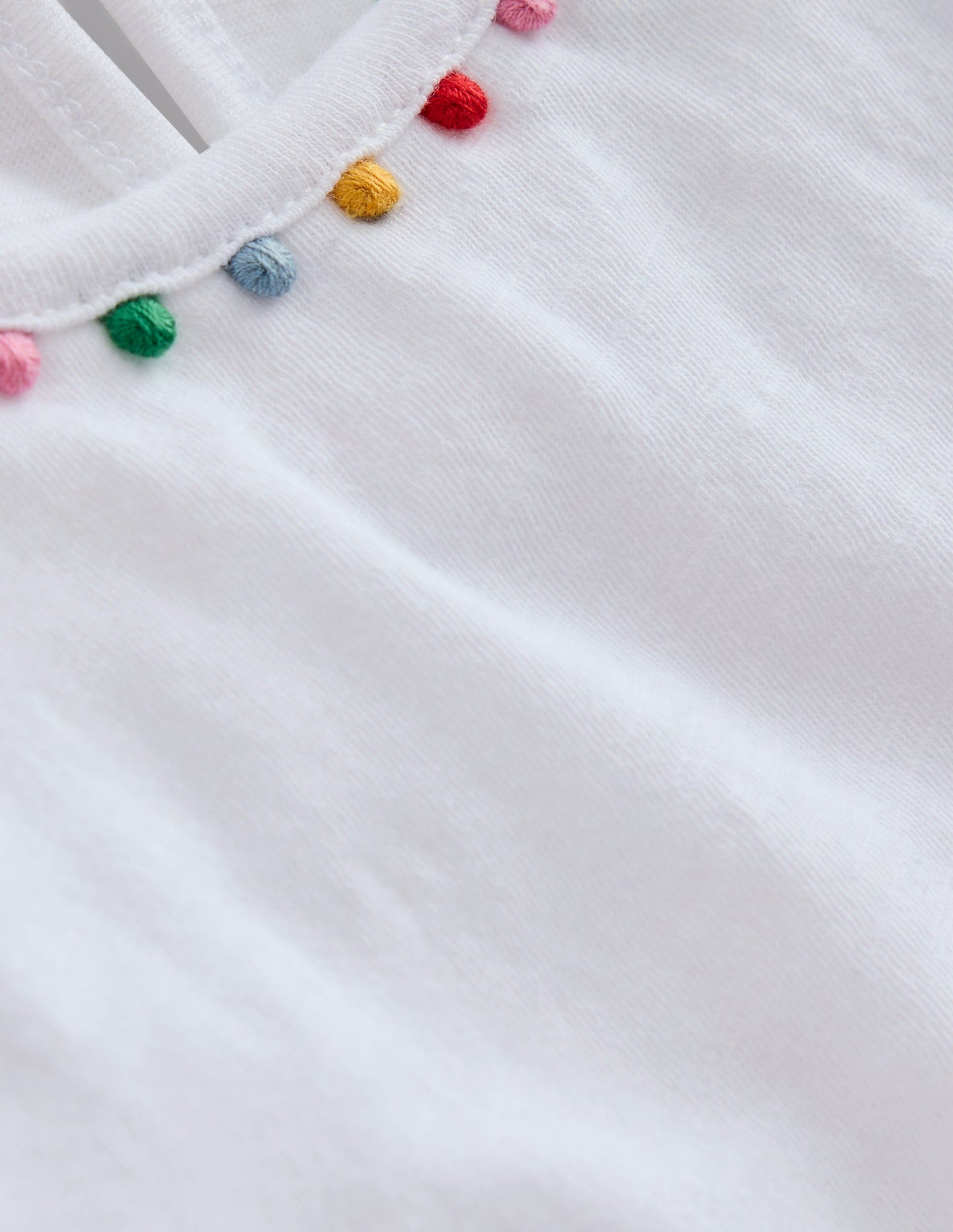 Boden Ali Puff Sleeve Pom T-shirt - White