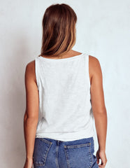 Boden Regular V - Neck Slub Tank - White