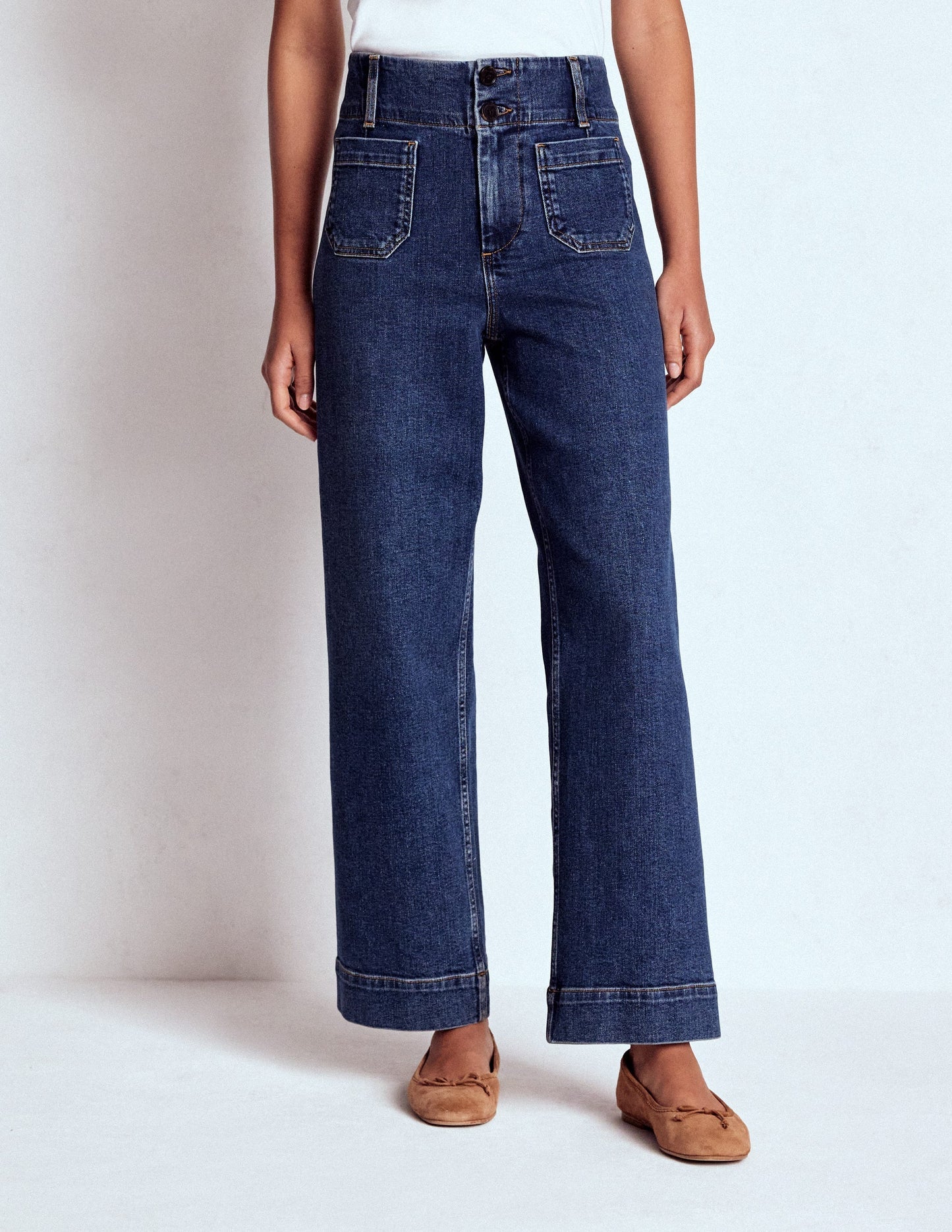 Boden Patch Pocket Cropped Pants - Mid Vintage