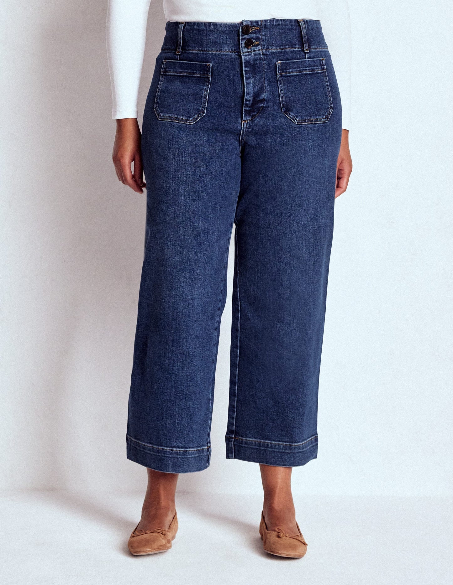 Boden Patch Pocket Cropped Pants - Mid Vintage