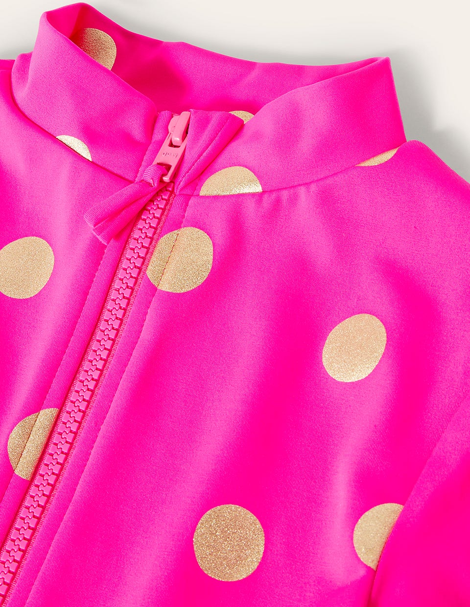 Boden Long - Sleeved Swimsuit - Fuchsia Pink, Gold Foil Spot
