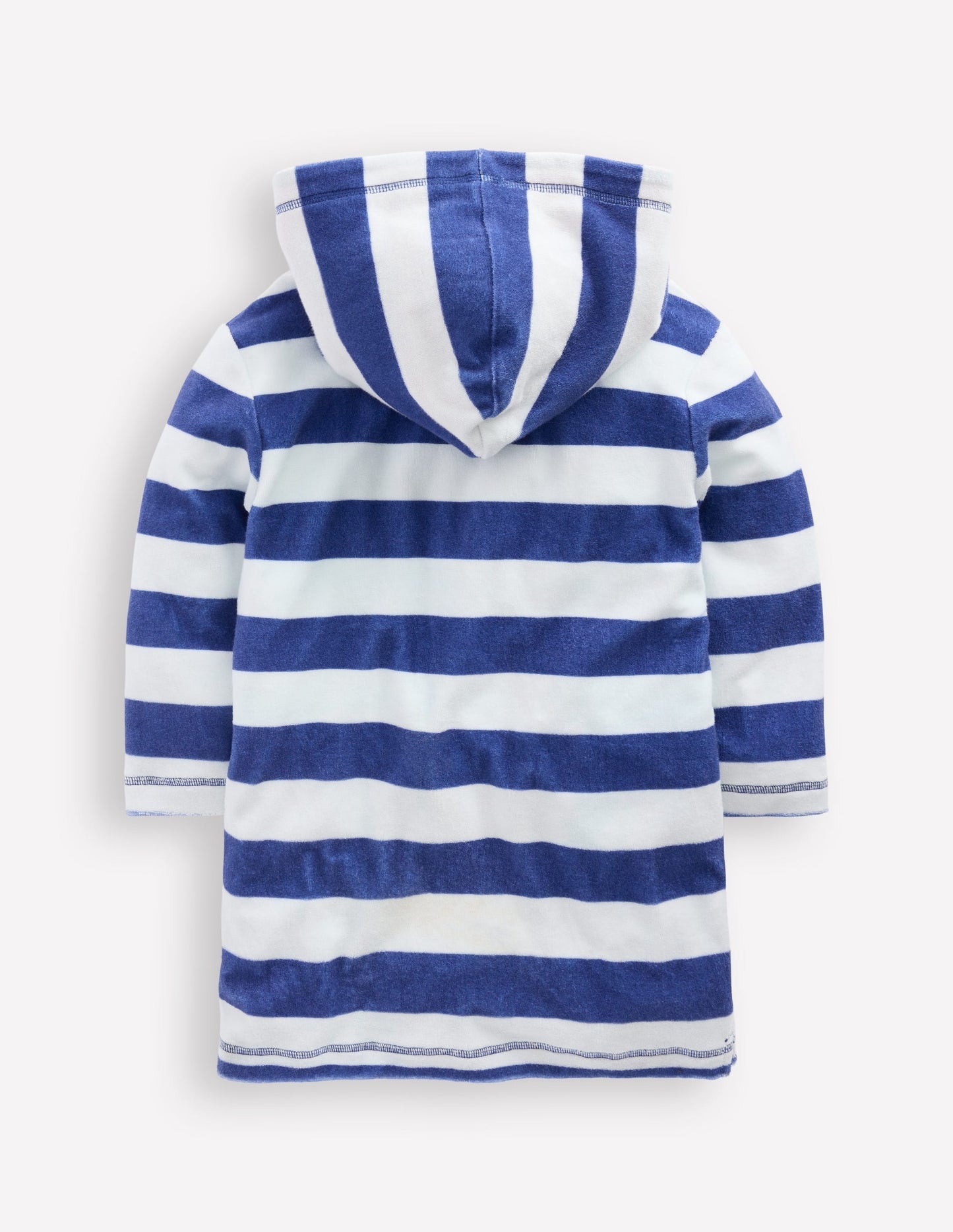 Boden Towelling Zip - Up Throw - On - Sapphire Blue Stripe
