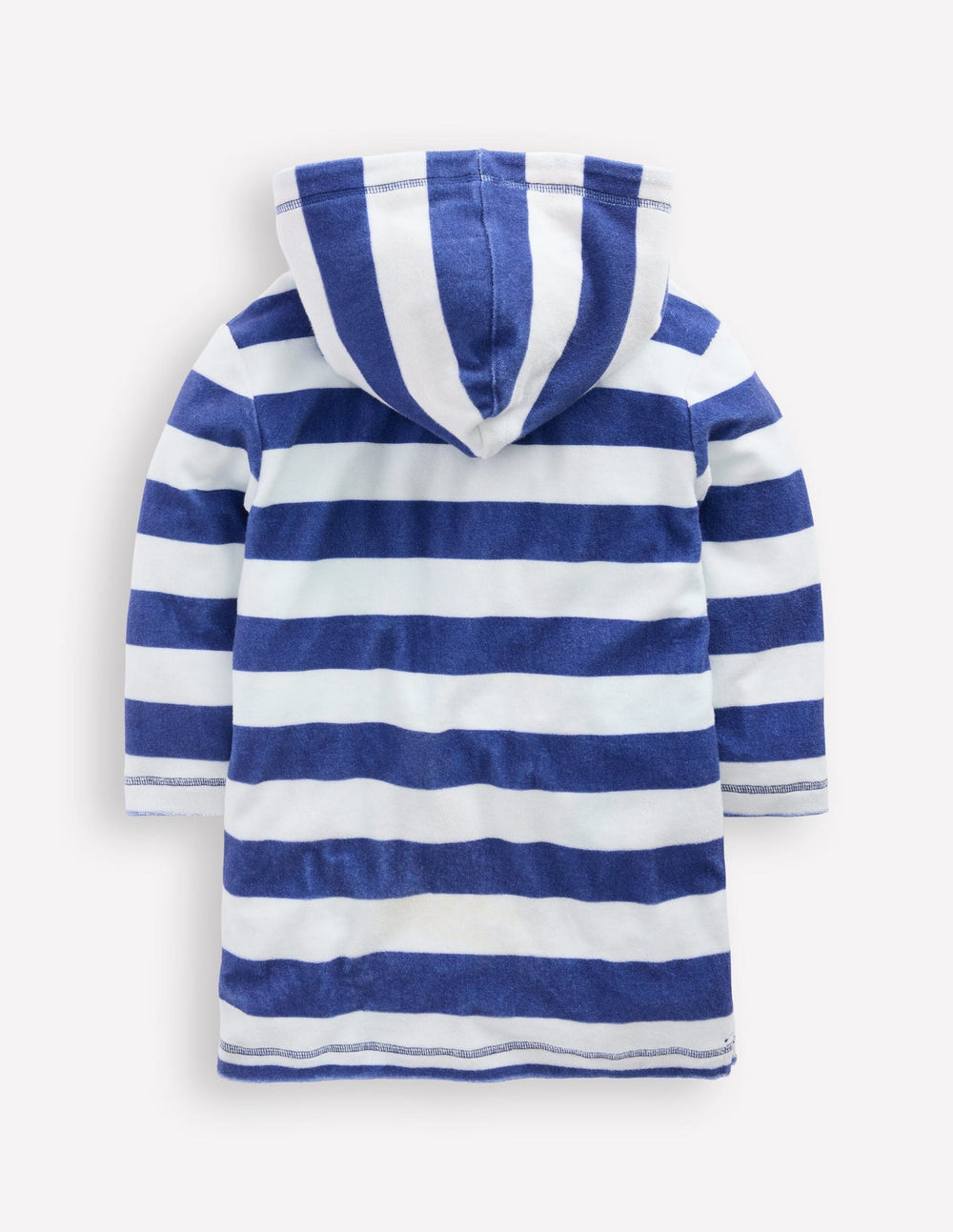 Boden Towelling Zip - Up Throw - On - Sapphire Blue Stripe