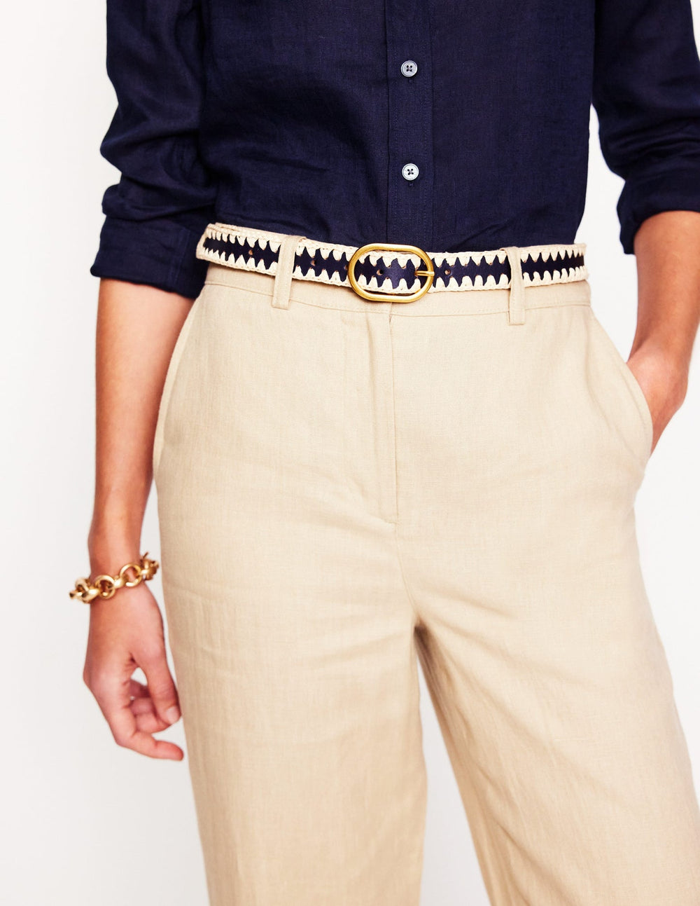 Boden Whipstitch Classic Belt - Navy/Ivory
