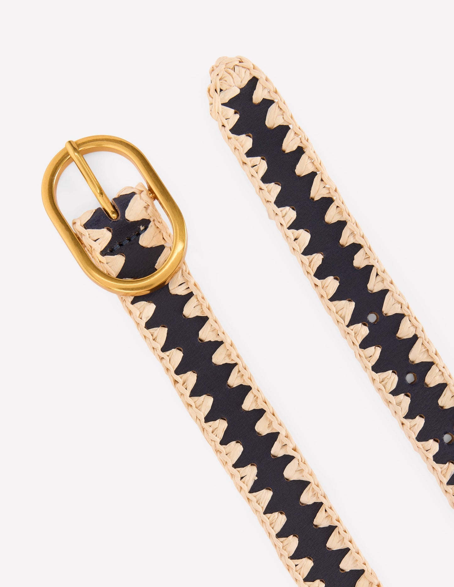Boden Whipstitch Classic Belt - Navy/Ivory