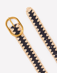 Boden Whipstitch Classic Belt - Navy/Ivory