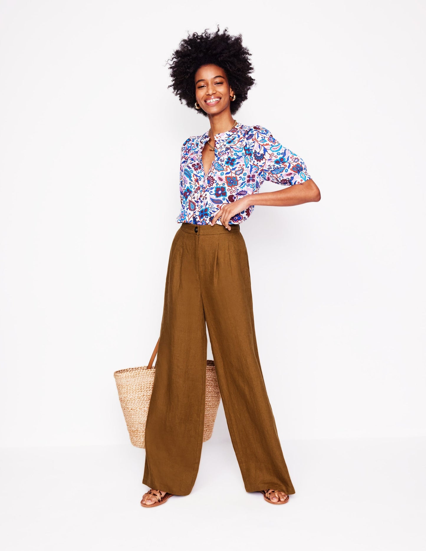 Boden Dulwich Linen Pants - Gingerbread