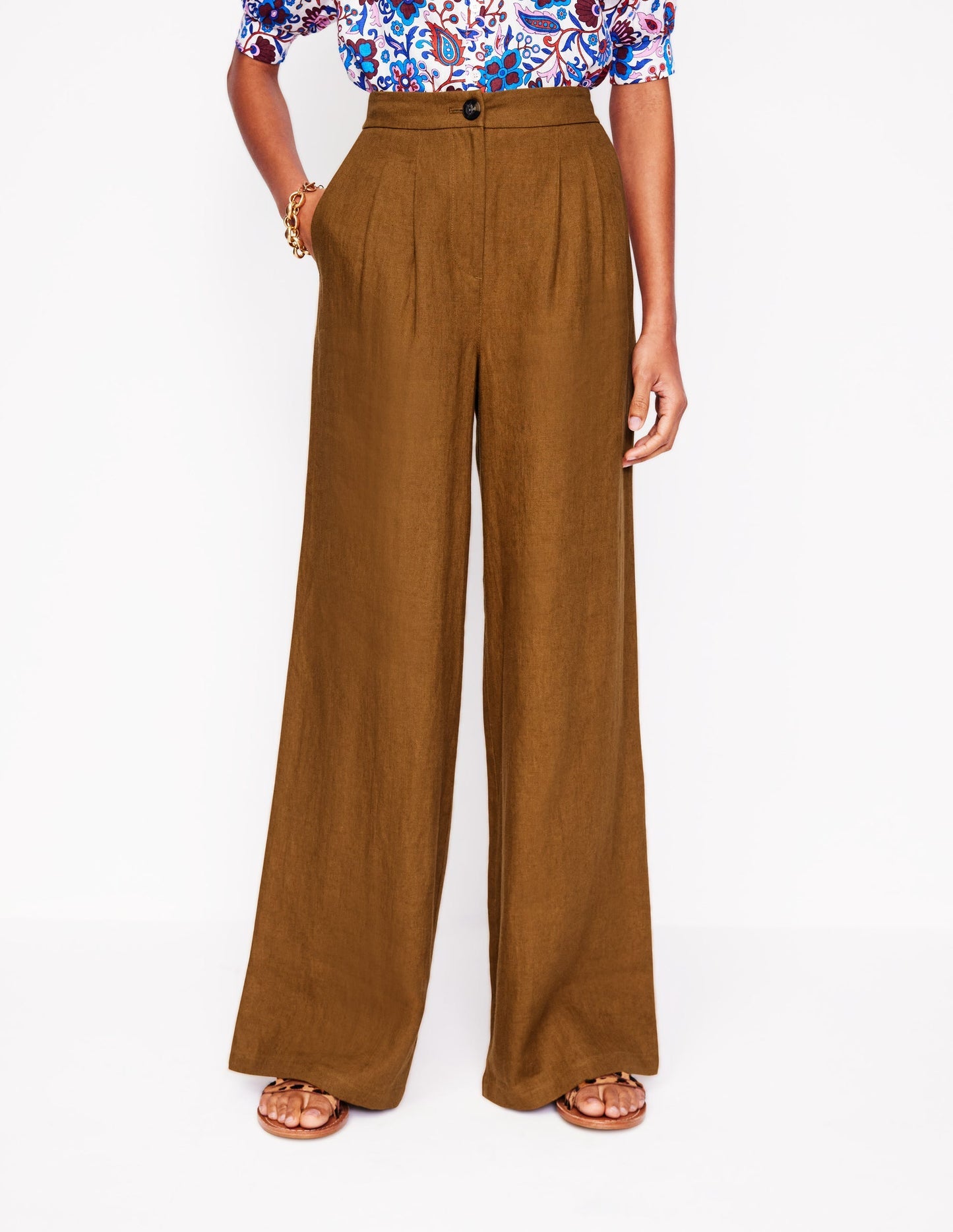 Boden Dulwich Linen Pants - Gingerbread