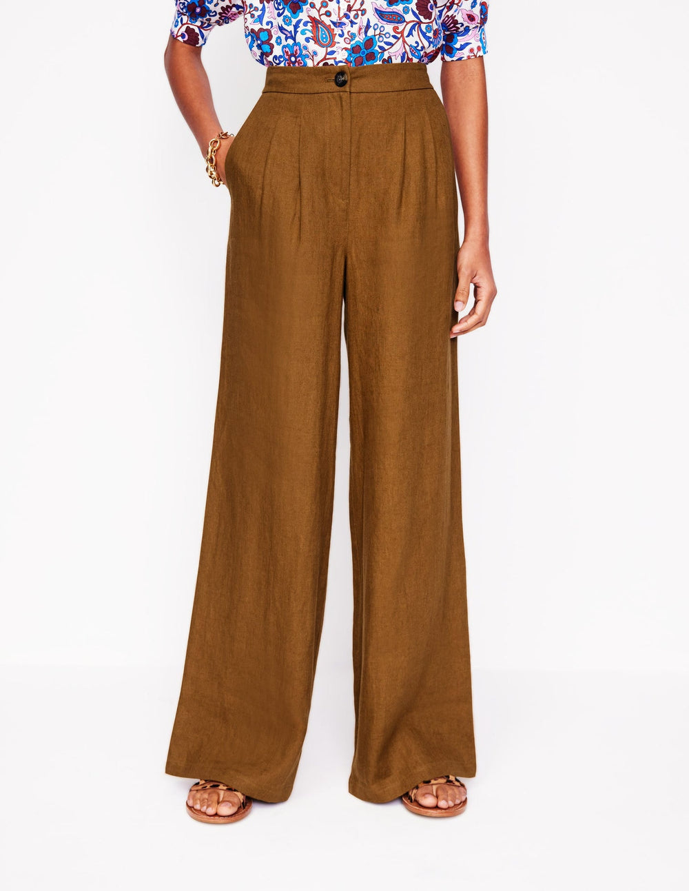 Boden Dulwich Linen Pants - Gingerbread
