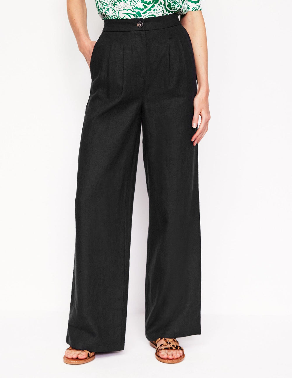 Boden Dulwich Linen Pants - Black
