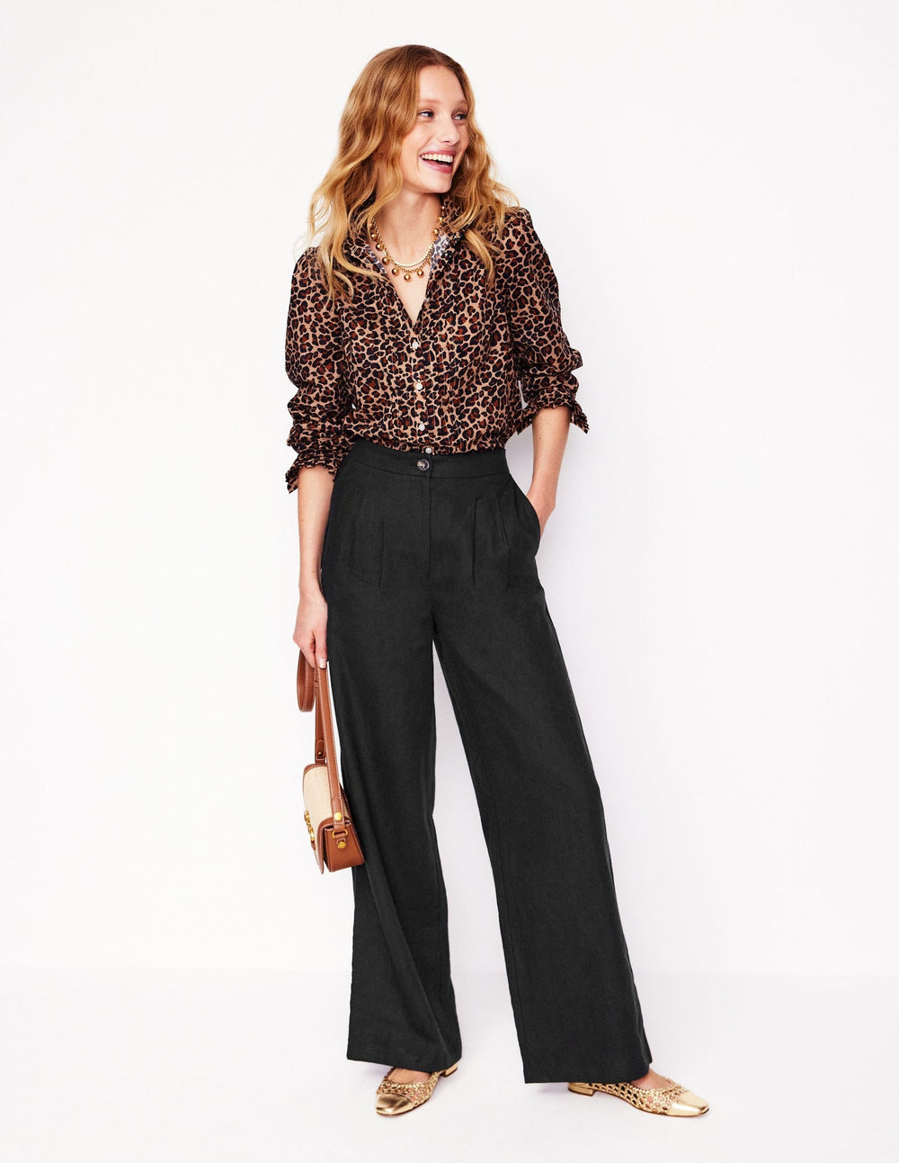 Boden Dulwich Linen Pants - Black