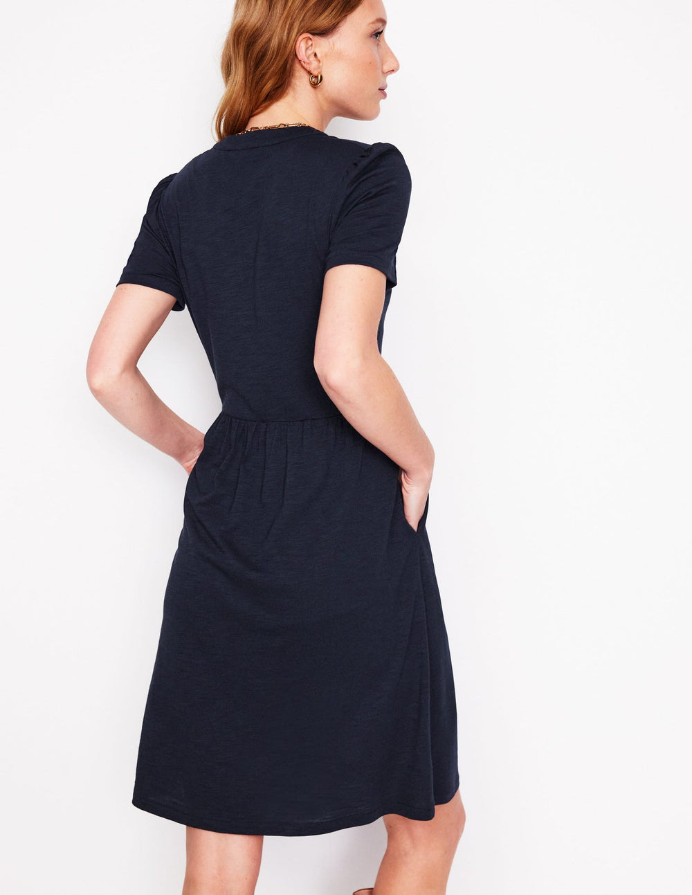 Boden Naomi Short Sleeve Dress - Navy
