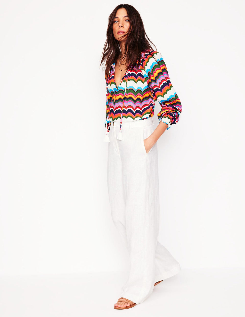 Boden Westbourne Linen Pants - White