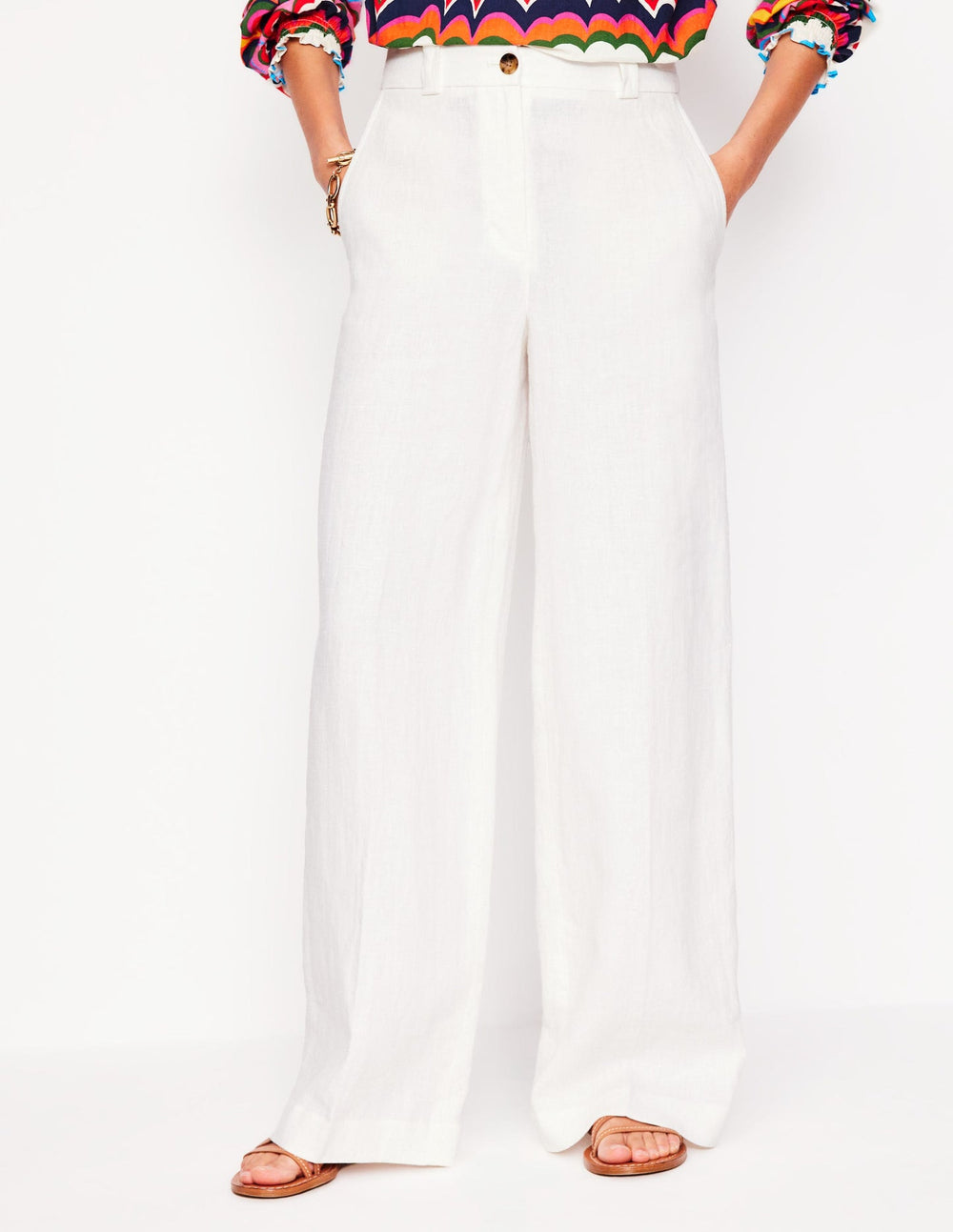Boden Westbourne Linen Pants - White