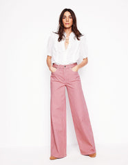 Boden High Rise Wide Leg Jeans - Pink Stripe