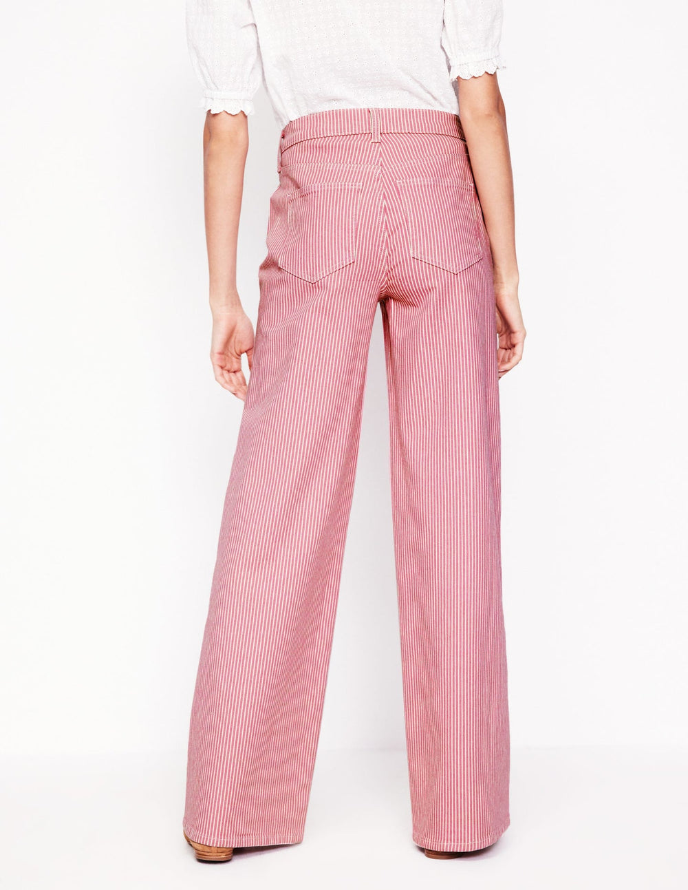 Boden High Rise Wide Leg Jeans - Pink Stripe