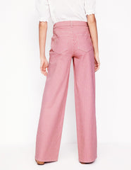 Boden High Rise Wide Leg Jeans - Pink Stripe