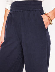 Boden Cropped Double Cloth Pants - Navy