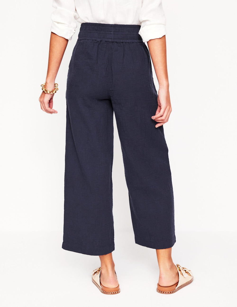 Boden Cropped Double Cloth Pants - Navy