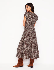 Boden Eloise Tiered Jersey Dress - Cheetah Pop