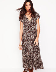 Boden Eloise Tiered Jersey Dress - Cheetah Pop