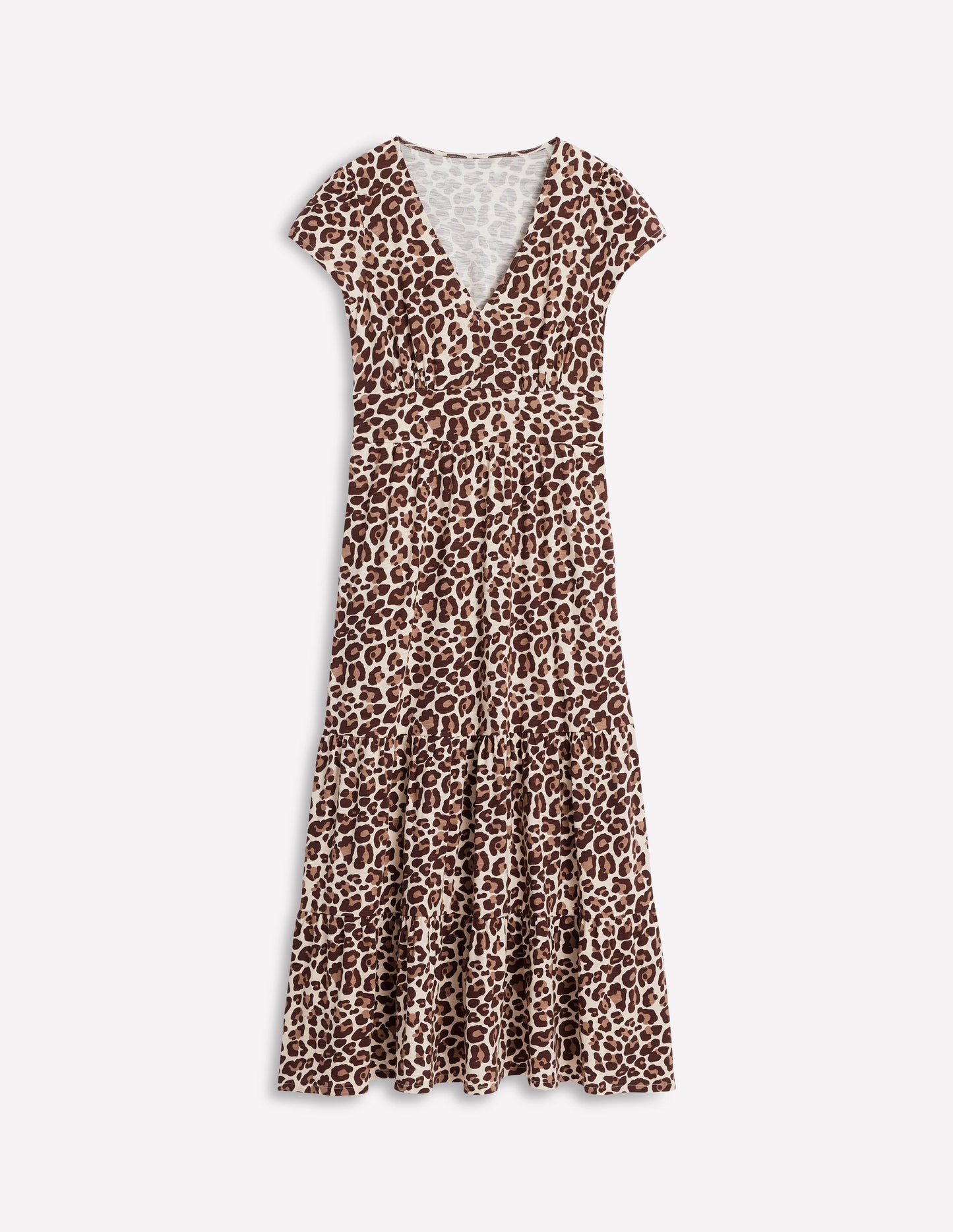 Boden Eloise Tiered Jersey Dress - Cheetah Pop