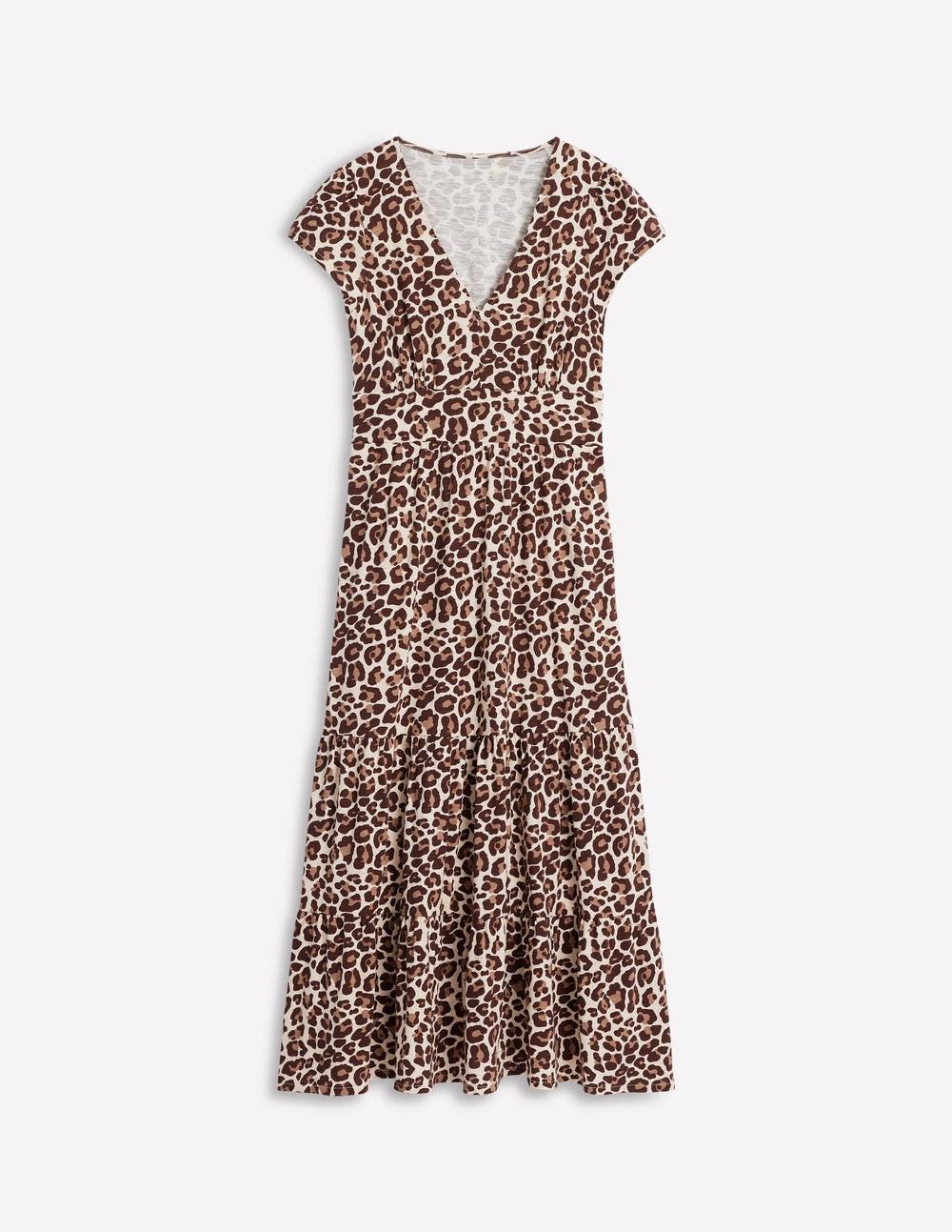 Boden Eloise Tiered Jersey Dress - Cheetah Pop