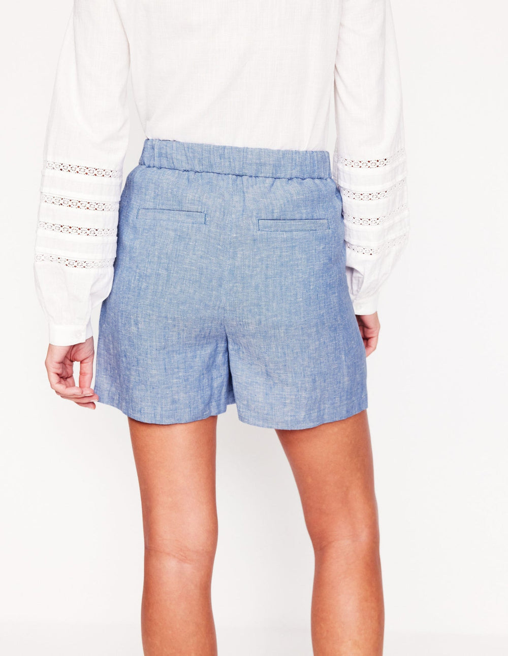 Boden Dulwich Linen Shorts - Grey Blue Chambray