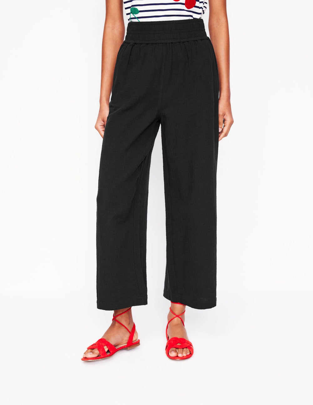 Boden Cropped Double Cloth Pants - Black