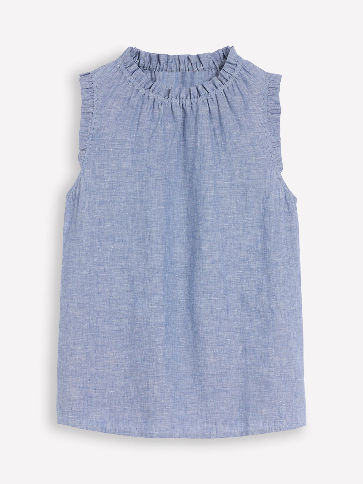 Boden Sophie Ruffle Linen Top - Chambray