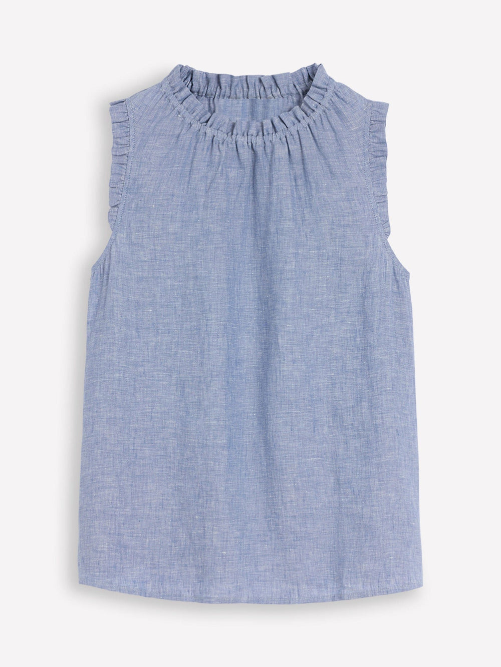 Boden Sophie Ruffle Linen Top - Chambray