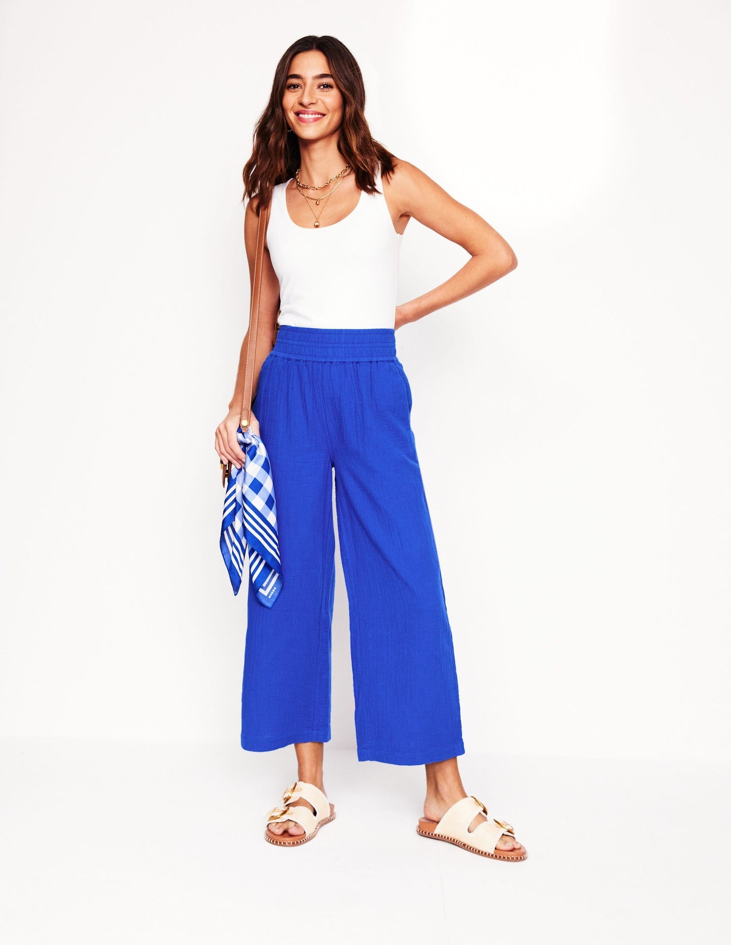 Boden Cropped Double Cloth Pants - Bright Blue