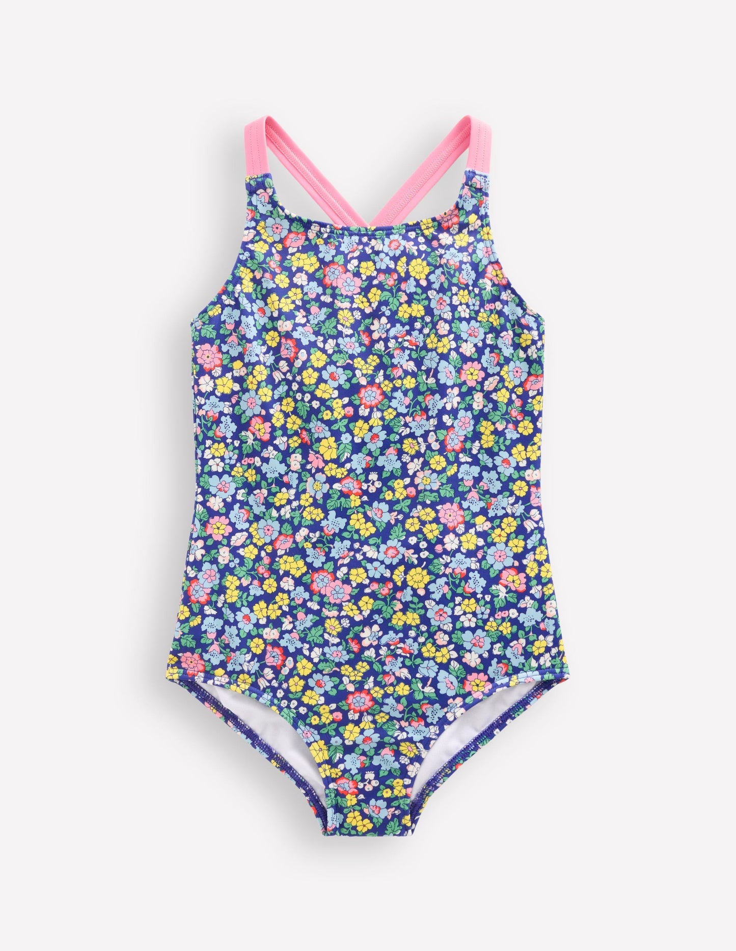 Boden Cross - back Printed Swimsuit - Sapphire Blue Nautical Floral