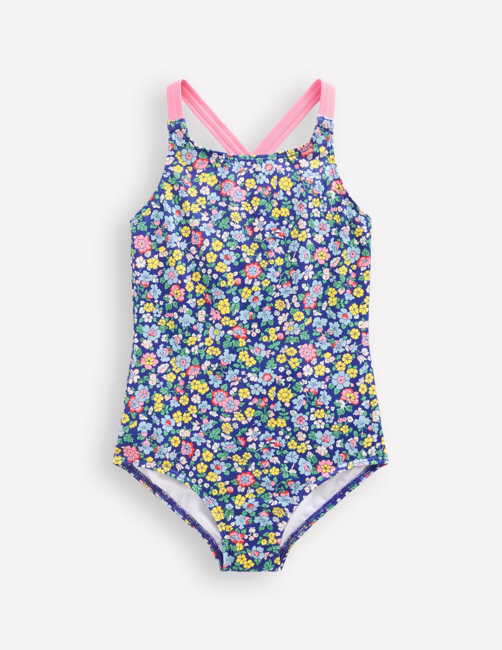Boden Cross - back Printed Swimsuit - Sapphire Blue Nautical Floral