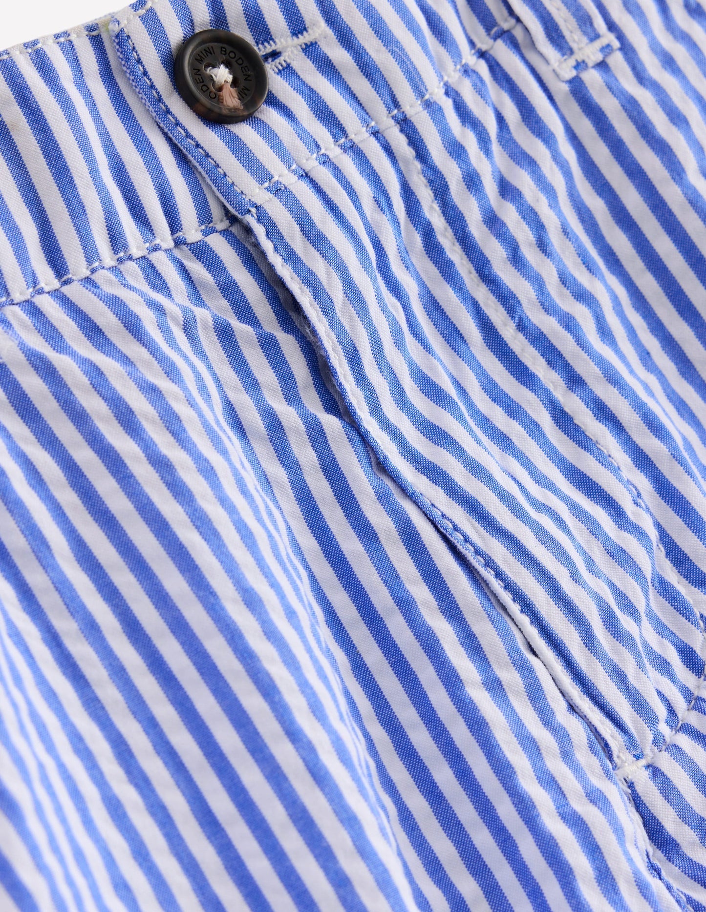 Boden Seersucker Shorts - Blue Ticking Stripe
