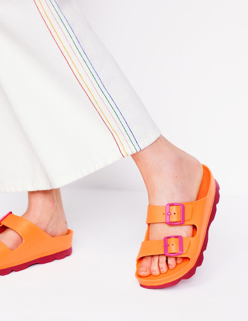Boden Lyla Double Buckle Sliders - Orange