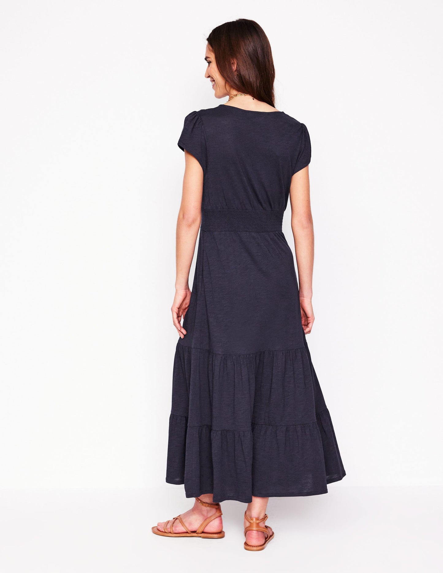 Boden Eloise Tiered Jersey Dress - Navy