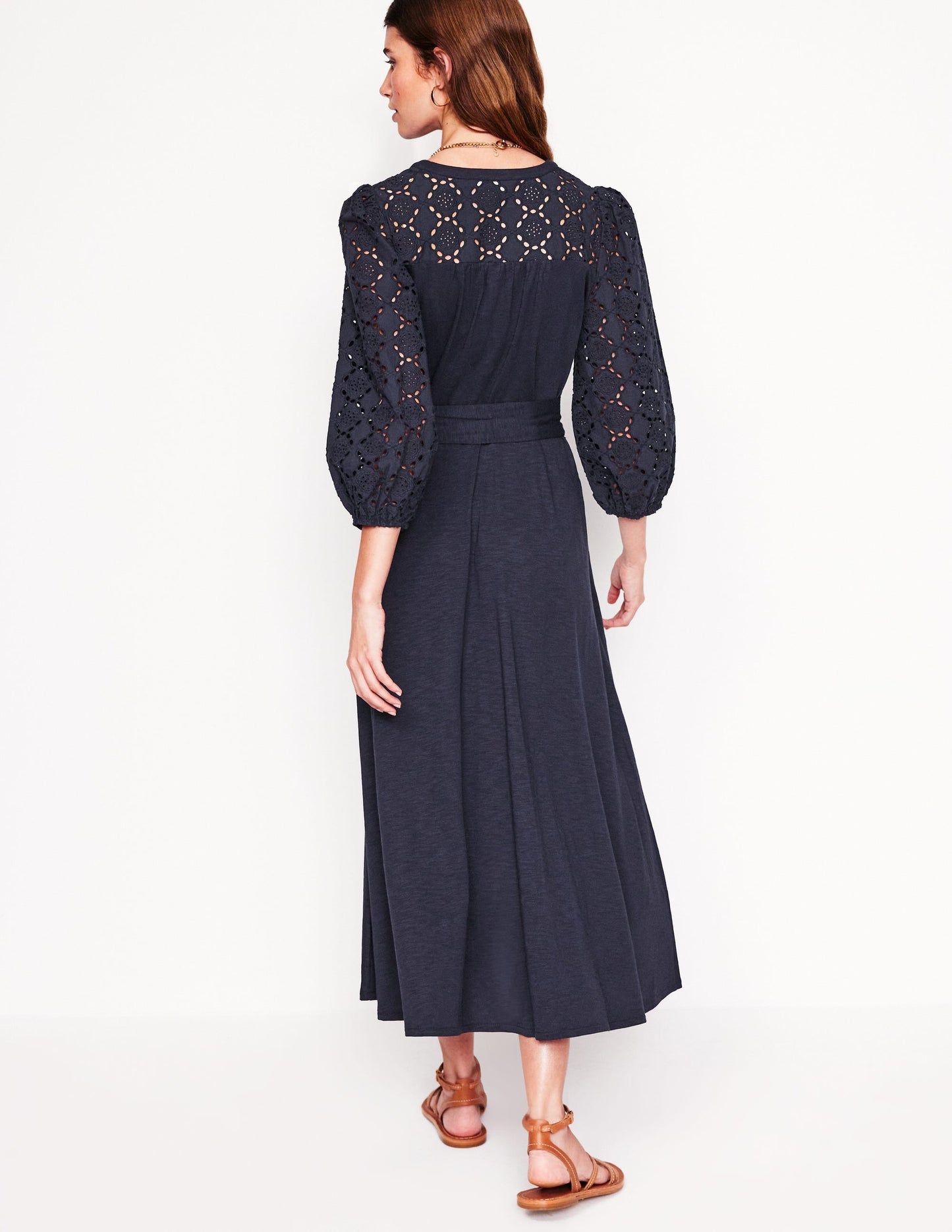 Boden Eden Broderie Jersey Dress - Navy